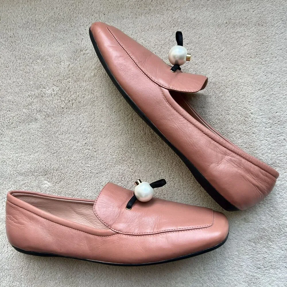Nicholas Kirkwood Delfi Clay Leather‎ Square Toe Loafer Pearl EU 35.5 US 5.5